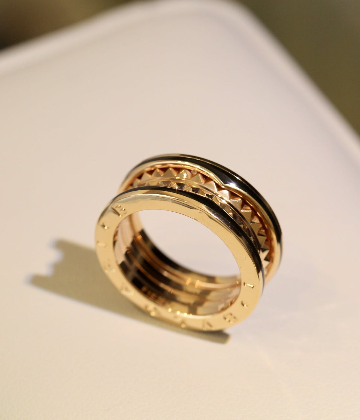 [⭐Clover Jewelry]ZERO 1 PINK GOLD BLACK CERAMIC RING