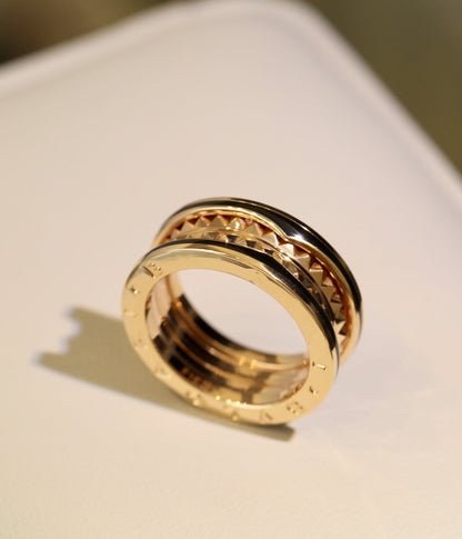 [⭐Clover Jewelry]ZERO 1 PINK GOLD BLACK CERAMIC RING