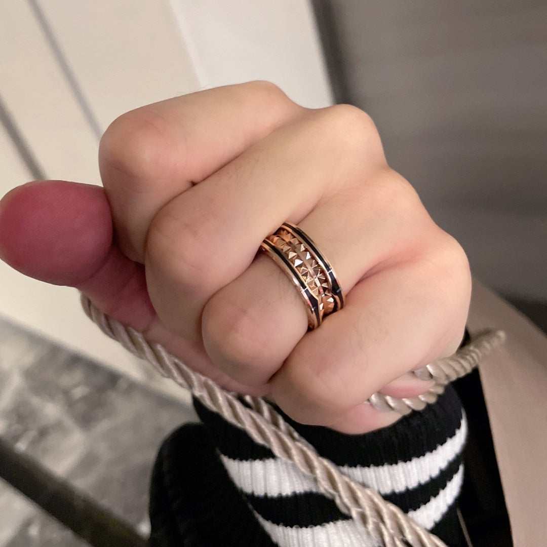 [⭐Clover Jewelry]ZERO 1 PINK GOLD BLACK CERAMIC RING