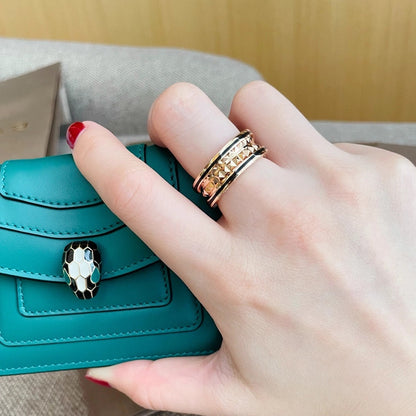 [⭐Clover Jewelry]ZERO 1 PINK GOLD BLACK CERAMIC RING