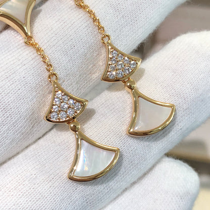 [⭐Clover Jewelry]DREAM EARRINGS 3 MOTIFS DIAMOND MOP PINK GOLD