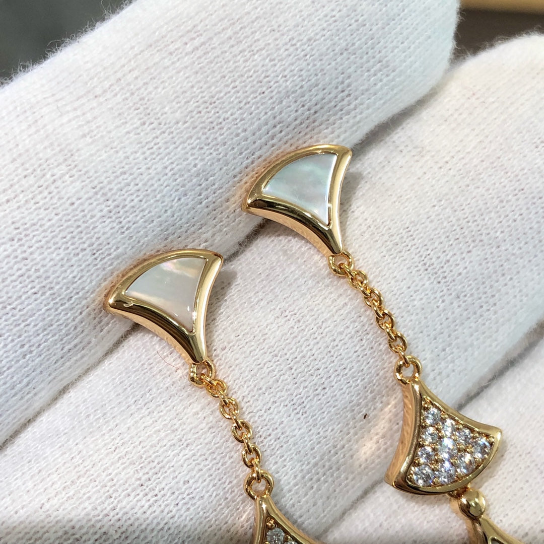 [⭐Clover Jewelry]DREAM EARRINGS 3 MOTIFS DIAMOND MOP PINK GOLD
