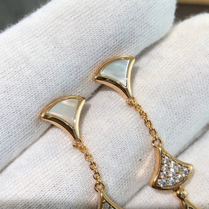 [⭐Clover Jewelry]DREAM EARRINGS 3 MOTIFS DIAMOND MOP PINK GOLD
