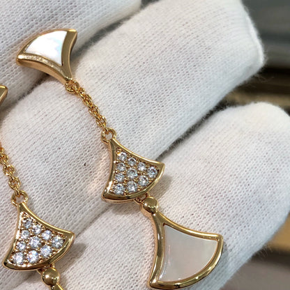 [⭐Clover Jewelry]DREAM EARRINGS 3 MOTIFS DIAMOND MOP PINK GOLD