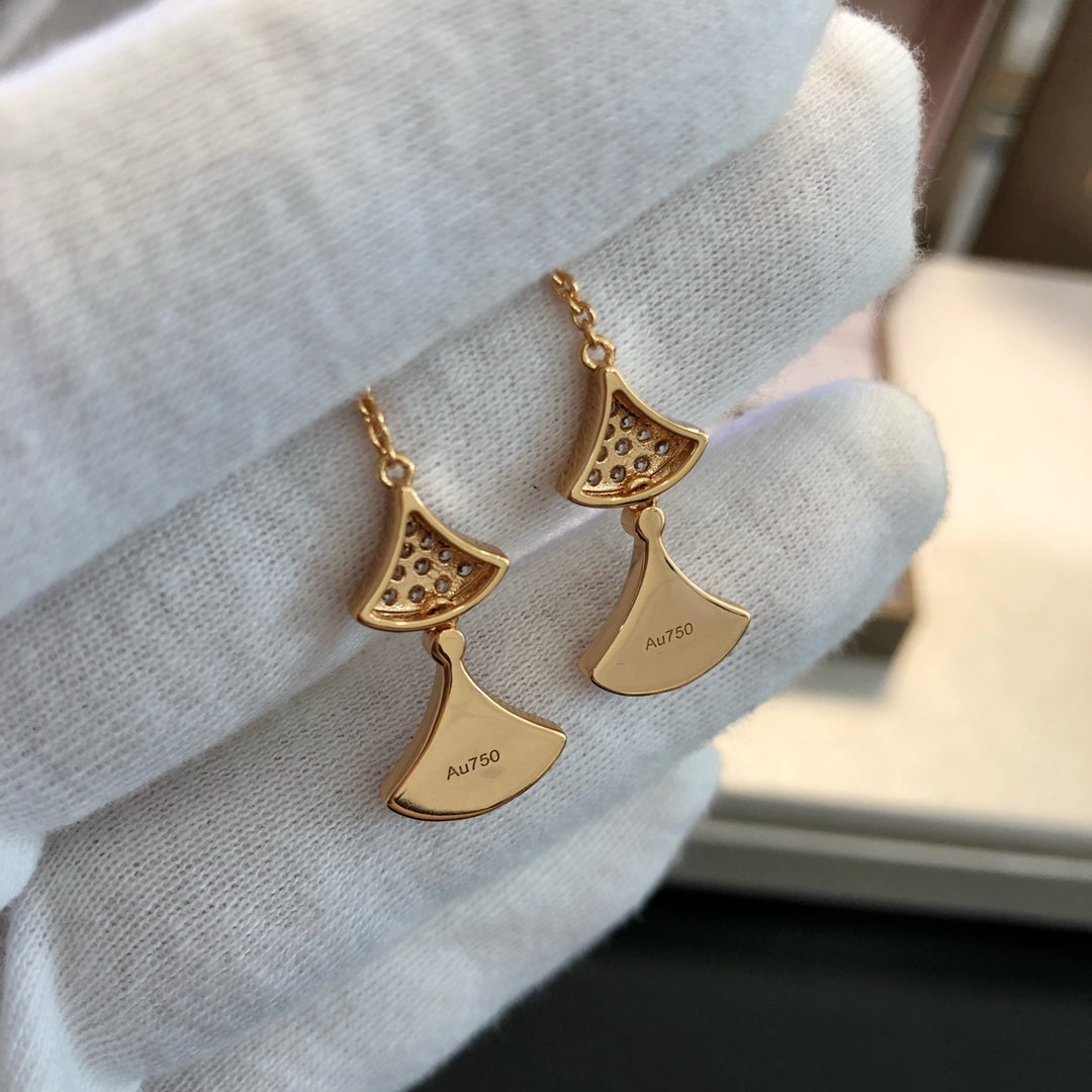 [⭐Clover Jewelry]DREAM EARRINGS 3 MOTIFS DIAMOND MOP PINK GOLD