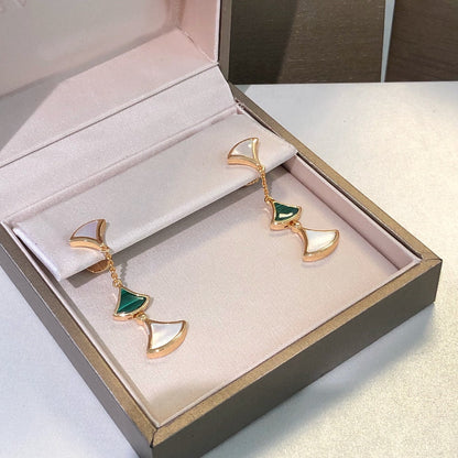 [⭐Clover Jewelry]DREAM EARRINGS 3 MOTIFS MALACHITE MOP PINK GOLD