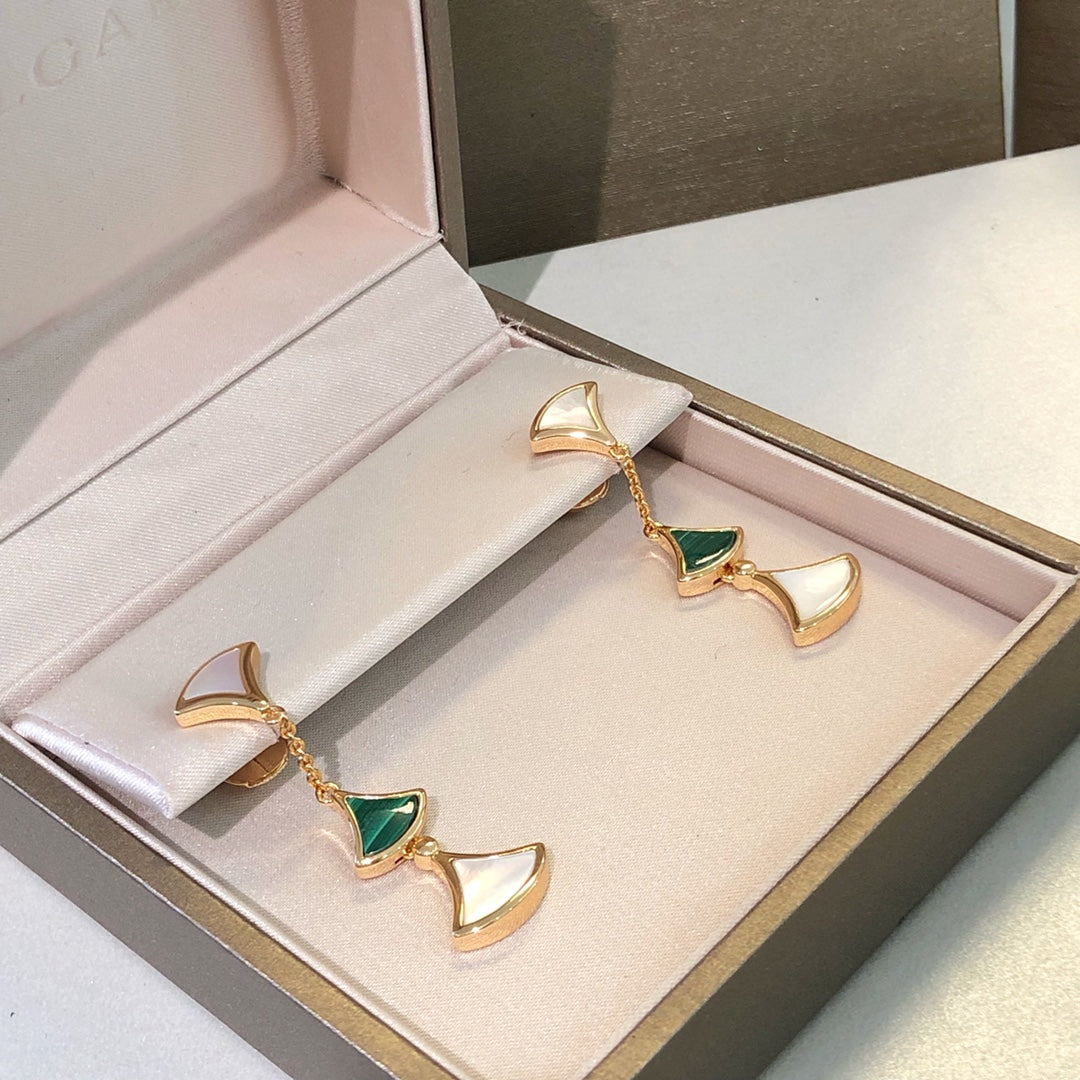 [⭐Clover Jewelry]DREAM EARRINGS 3 MOTIFS MALACHITE MOP PINK GOLD