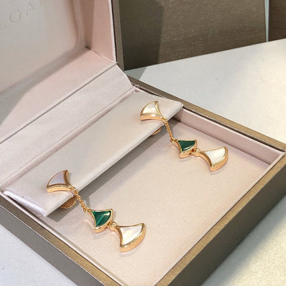 [⭐Clover Jewelry]DREAM EARRINGS 3 MOTIFS MALACHITE MOP PINK GOLD