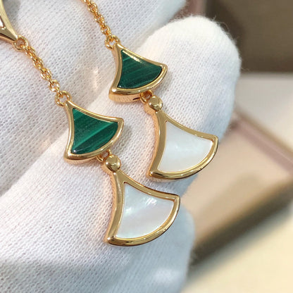 [⭐Clover Jewelry]DREAM EARRINGS 3 MOTIFS MALACHITE MOP PINK GOLD