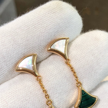 [⭐Clover Jewelry]DREAM EARRINGS 3 MOTIFS MALACHITE MOP PINK GOLD