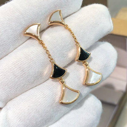 [⭐Clover Jewelry]DREAM EARRINGS 3 MOTIFS ONYX MOP PINK GOLD