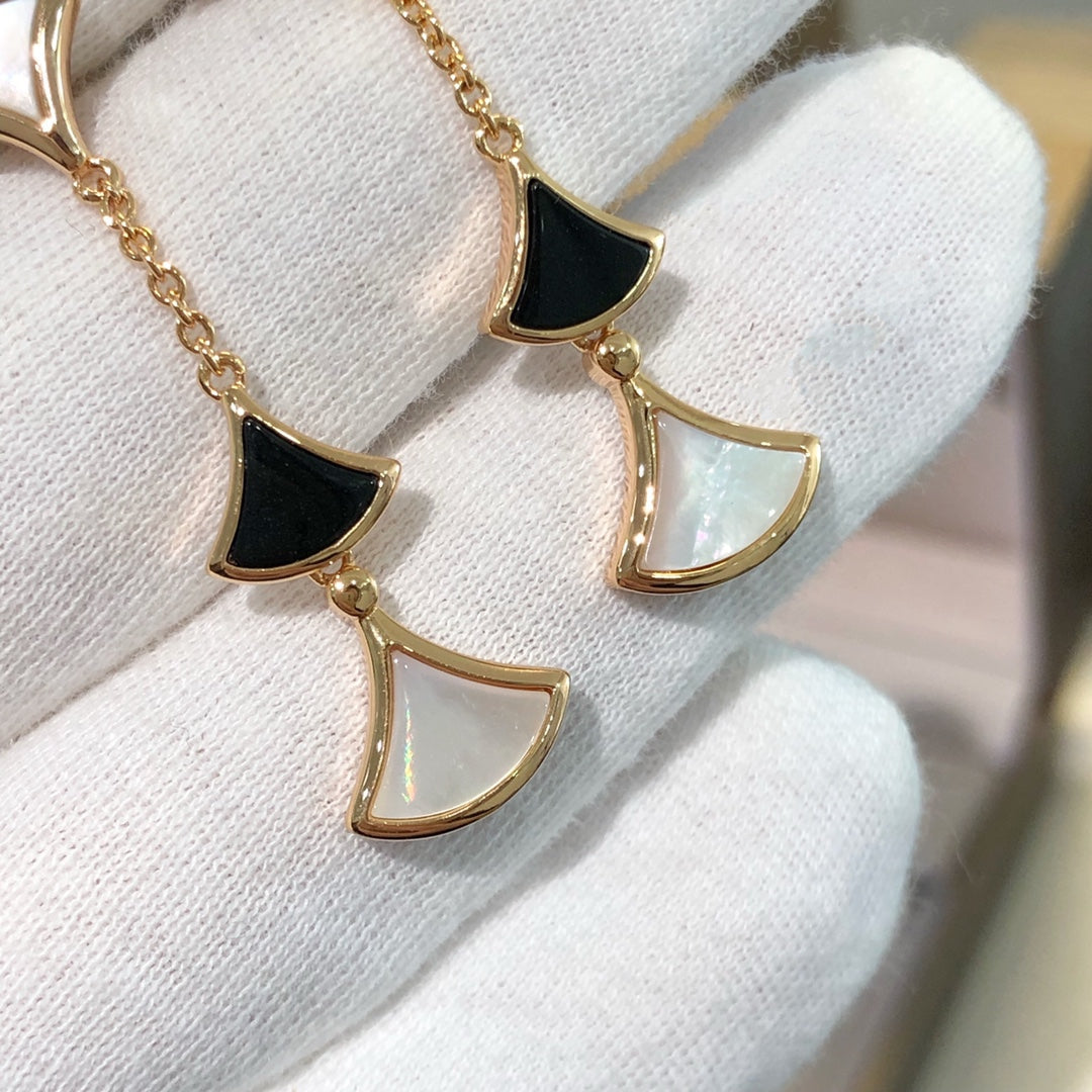 [⭐Clover Jewelry]DREAM EARRINGS 3 MOTIFS ONYX MOP PINK GOLD