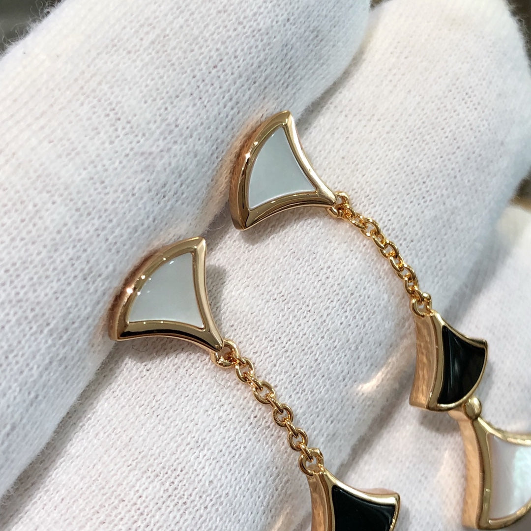 [⭐Clover Jewelry]DREAM EARRINGS 3 MOTIFS ONYX MOP PINK GOLD