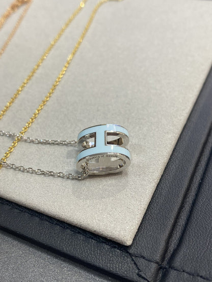 [⭐Clover Jewelry]POP H LIGHT BLUE NECKLACE