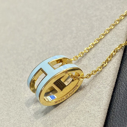 [⭐Clover Jewelry]POP H LIGHT BLUE NECKLACE