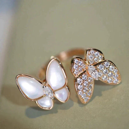 [⭐Clover Jewelry]TWIN BUTTERFLY DIAMOND MOP RING
