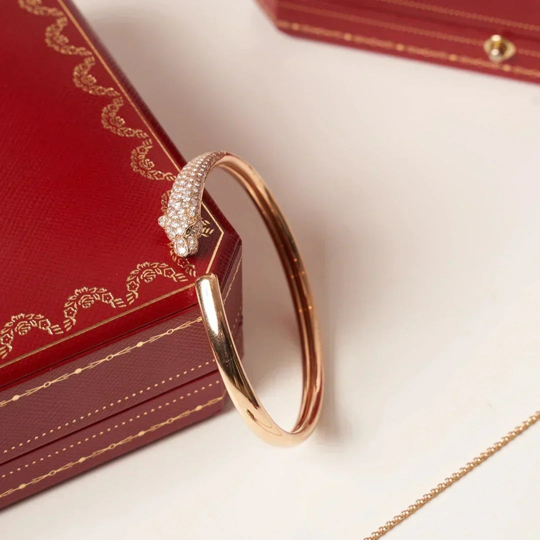 [⭐Clover Jewelry]PANTHERE HALF DIAMOND OPEN BRACELET