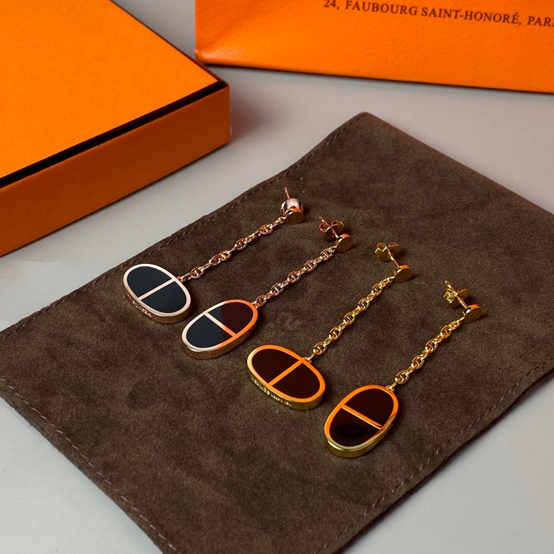 [⭐Clover Jewelry]CHAINE VERSO BLACK CERAMIC EARRINGS