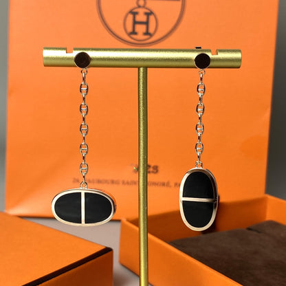 [⭐Clover Jewelry]CHAINE VERSO BLACK CERAMIC EARRINGS