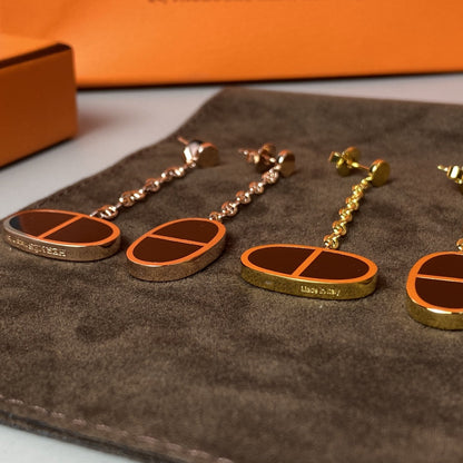 [⭐Clover Jewelry]CHAINE VERSO BLACK CERAMIC EARRINGS