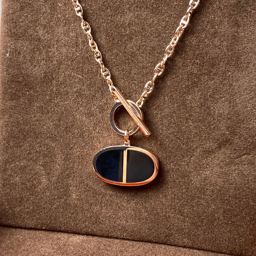 [⭐Clover Jewelry]CHAINE VERSO BLACK CERAMIC NECKLACE