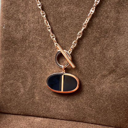 [⭐Clover Jewelry]CHAINE VERSO BLACK CERAMIC NECKLACE