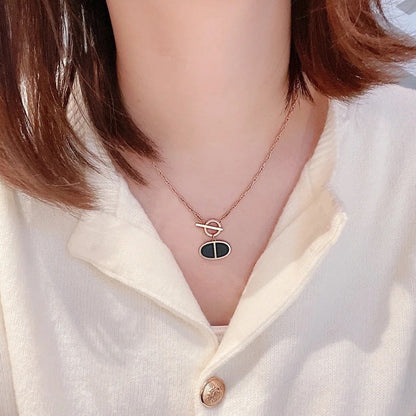 [⭐Clover Jewelry]CHAINE VERSO BLACK CERAMIC NECKLACE