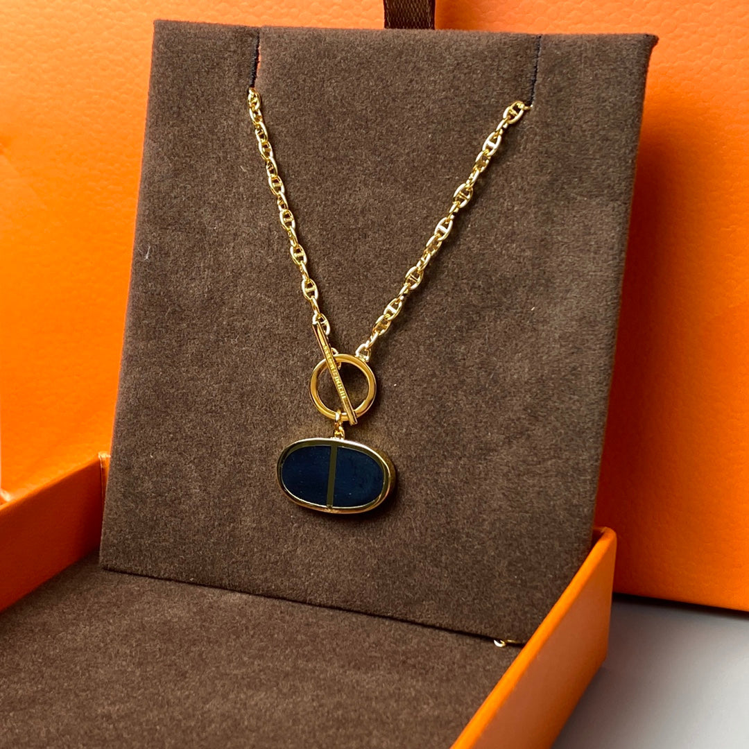 [⭐Clover Jewelry]CHAINE VERSO BLACK CERAMIC NECKLACE