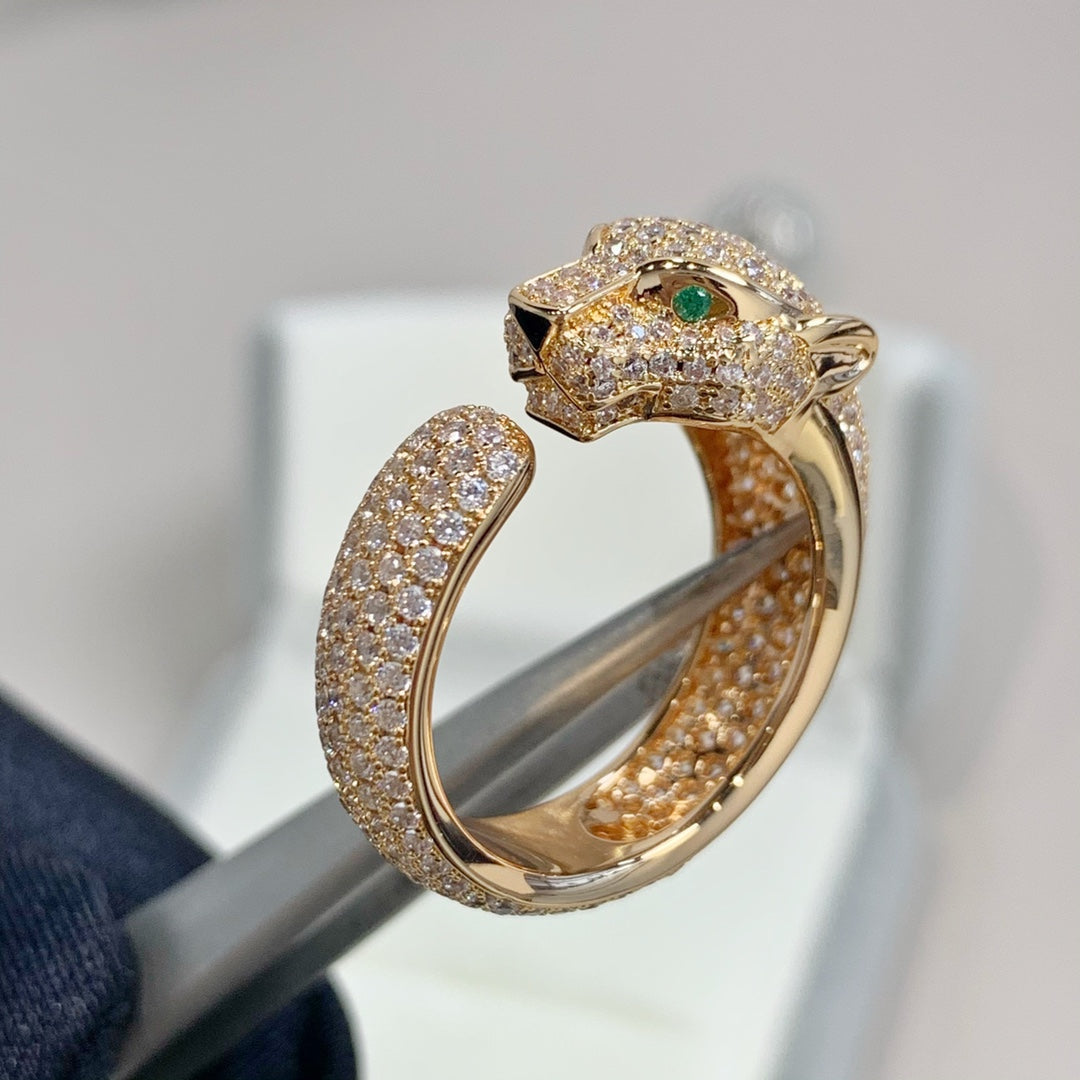 [⭐Clover Jewelry]PANTHERE PINK GOLD DIAMOND RING