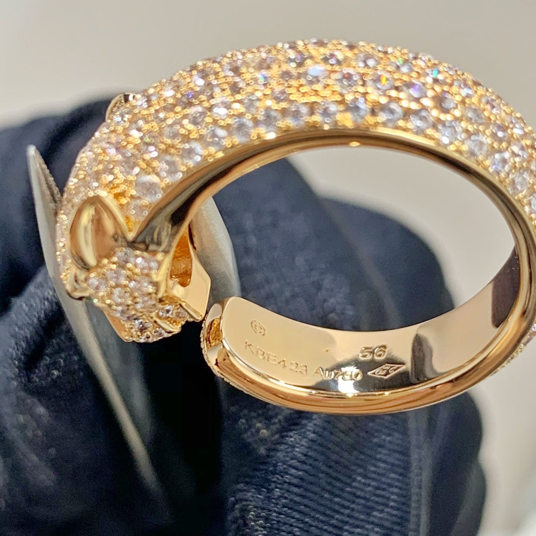 [⭐Clover Jewelry]PANTHERE PINK GOLD DIAMOND RING