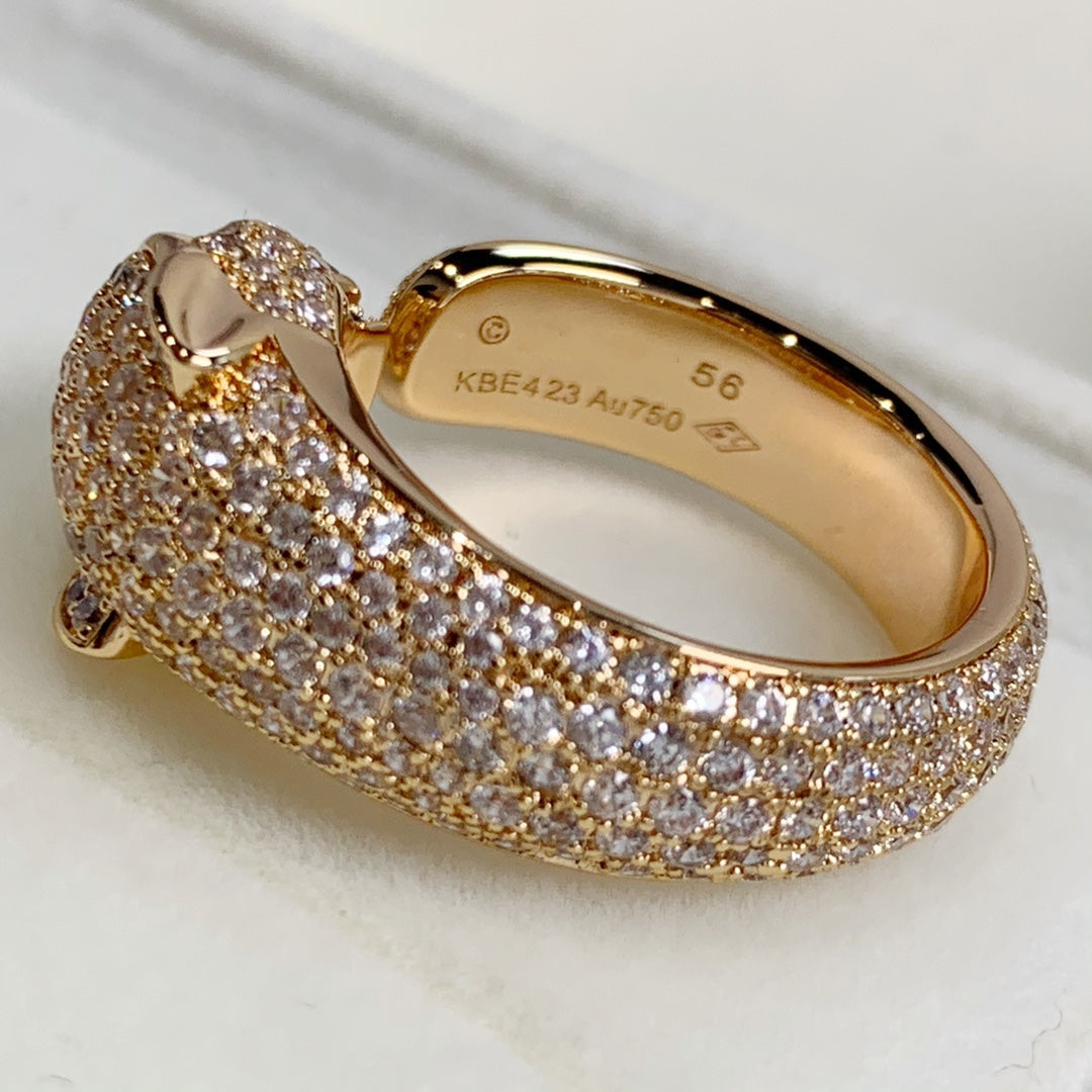[⭐Clover Jewelry]PANTHERE PINK GOLD DIAMOND RING