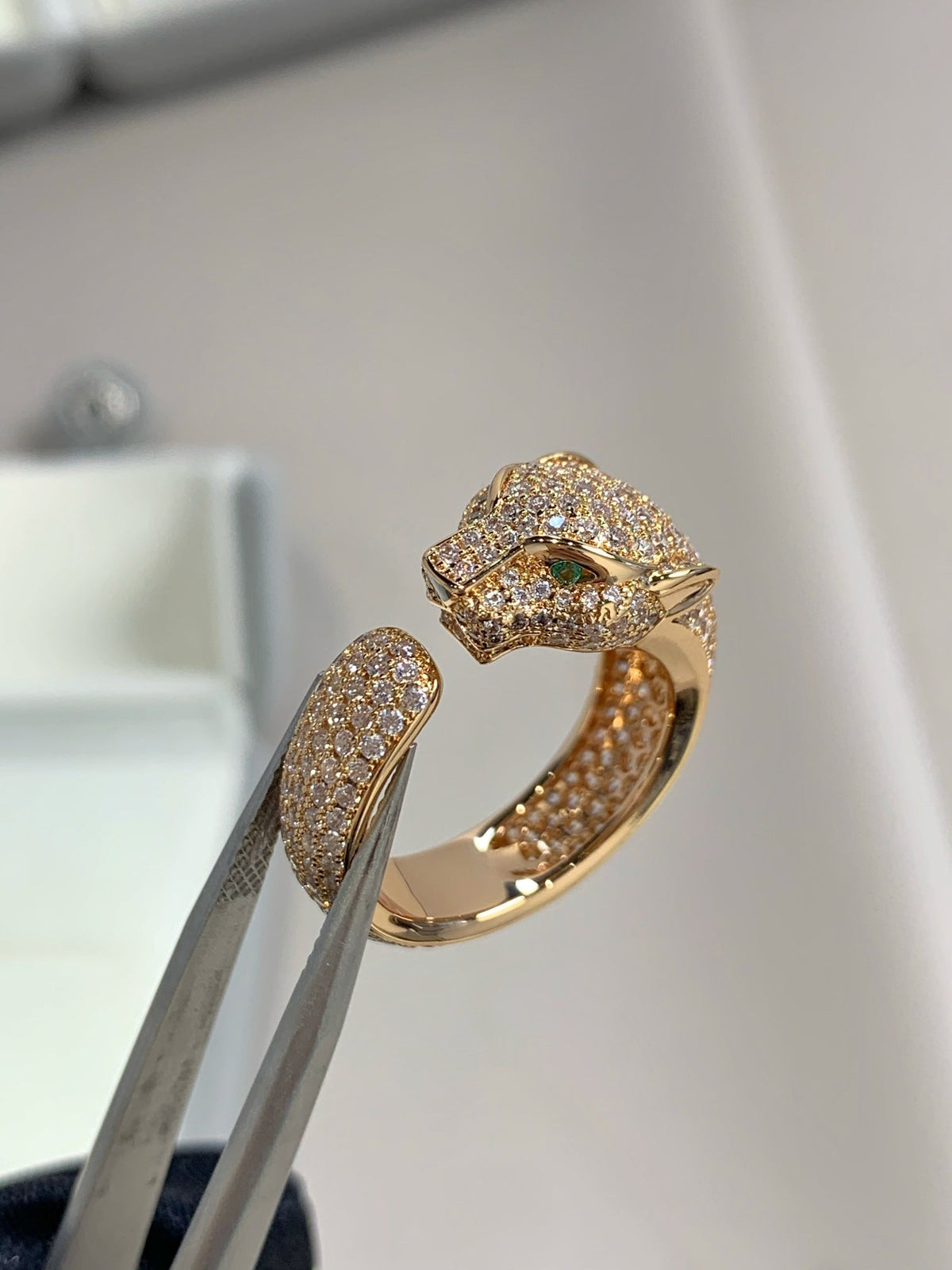 [⭐Clover Jewelry]PANTHERE PINK GOLD DIAMOND RING