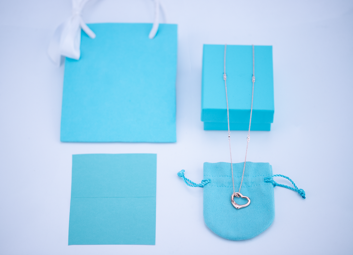 [Clover Jewelry]OPEN HEART PEDANT PINK GOLD NECKLACE