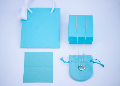 [Clover Jewelry]OPEN HEART PEDANT PINK GOLD NECKLACE