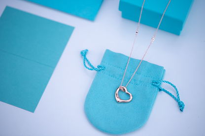 [Clover Jewelry]OPEN HEART PEDANT PINK GOLD NECKLACE