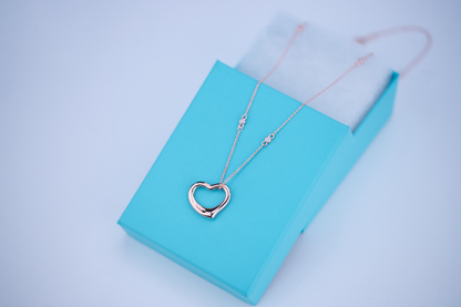 [Clover Jewelry]OPEN HEART PEDANT PINK GOLD NECKLACE