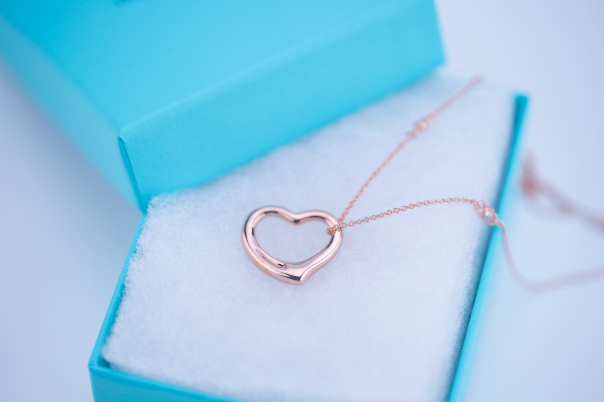 [Clover Jewelry]OPEN HEART PEDANT PINK GOLD NECKLACE