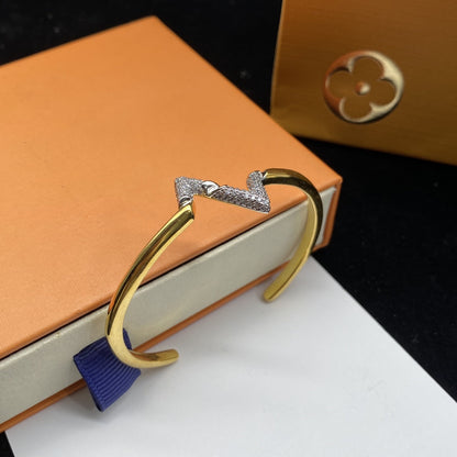 [⭐Clover Jewelry]VOLTE UPSITE DOWN DIAMOND GOLD OPEN BRACELET