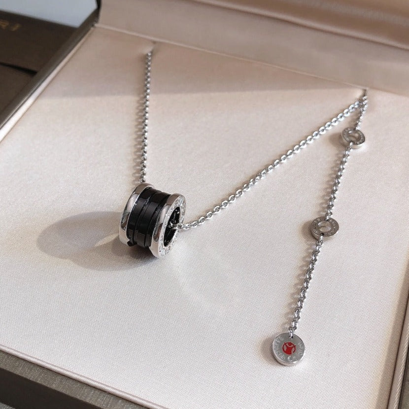 [⭐Clover Jewelry]ZERO 1 BLACK CERAMIC SILVER NECKLACE