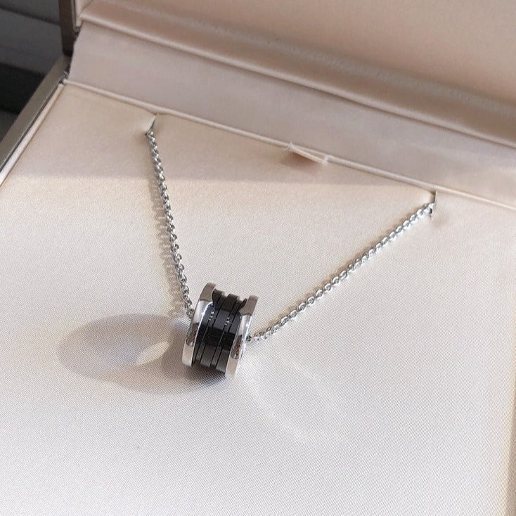 [⭐Clover Jewelry]ZERO 1 BLACK CERAMIC SILVER NECKLACE