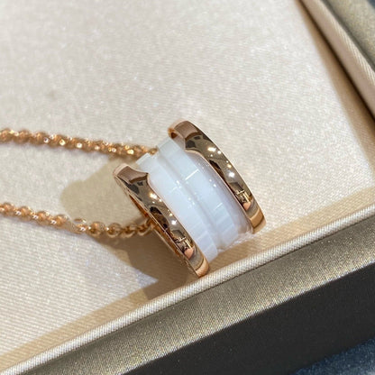 [⭐Clover Jewelry]ZERO 1 WHITE CERAMIC PINK GOLD NECKLACE