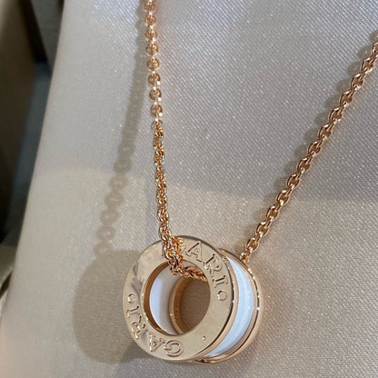 [⭐Clover Jewelry]ZERO 1 WHITE CERAMIC PINK GOLD NECKLACE