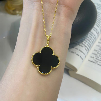 [⭐Clover Jewelry]CLOVER 25MM NECKLACE GOLD ONYX