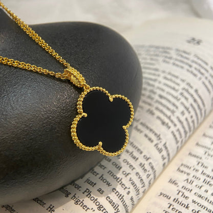 [⭐Clover Jewelry]CLOVER 25MM NECKLACE GOLD ONYX
