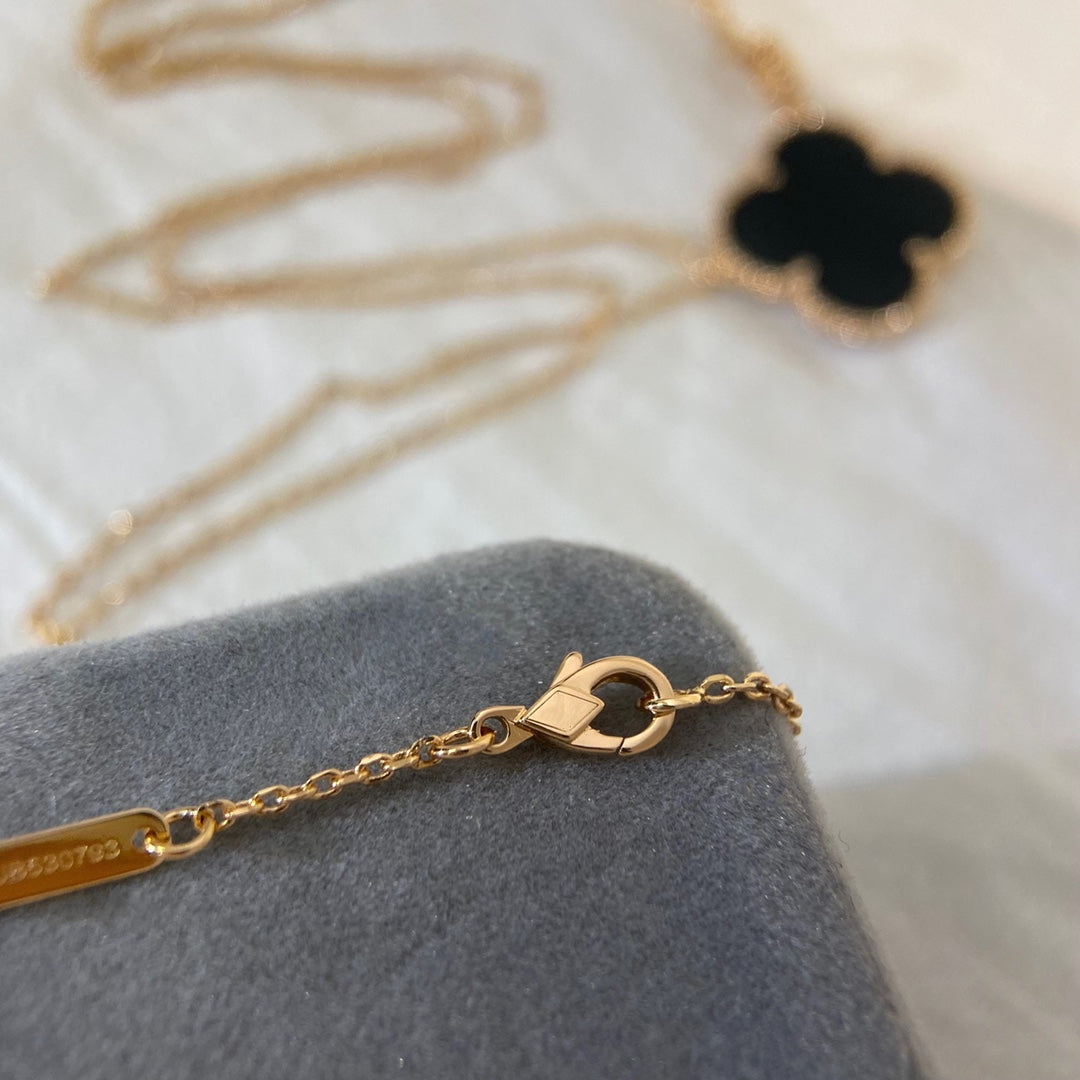 [⭐Clover Jewelry]CLOVER 25MM NECKLACE GOLD ONYX