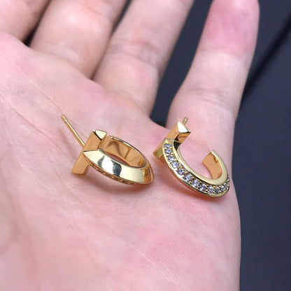 [Clover Jewelry]T HOOP DIAMOND EARRINGS