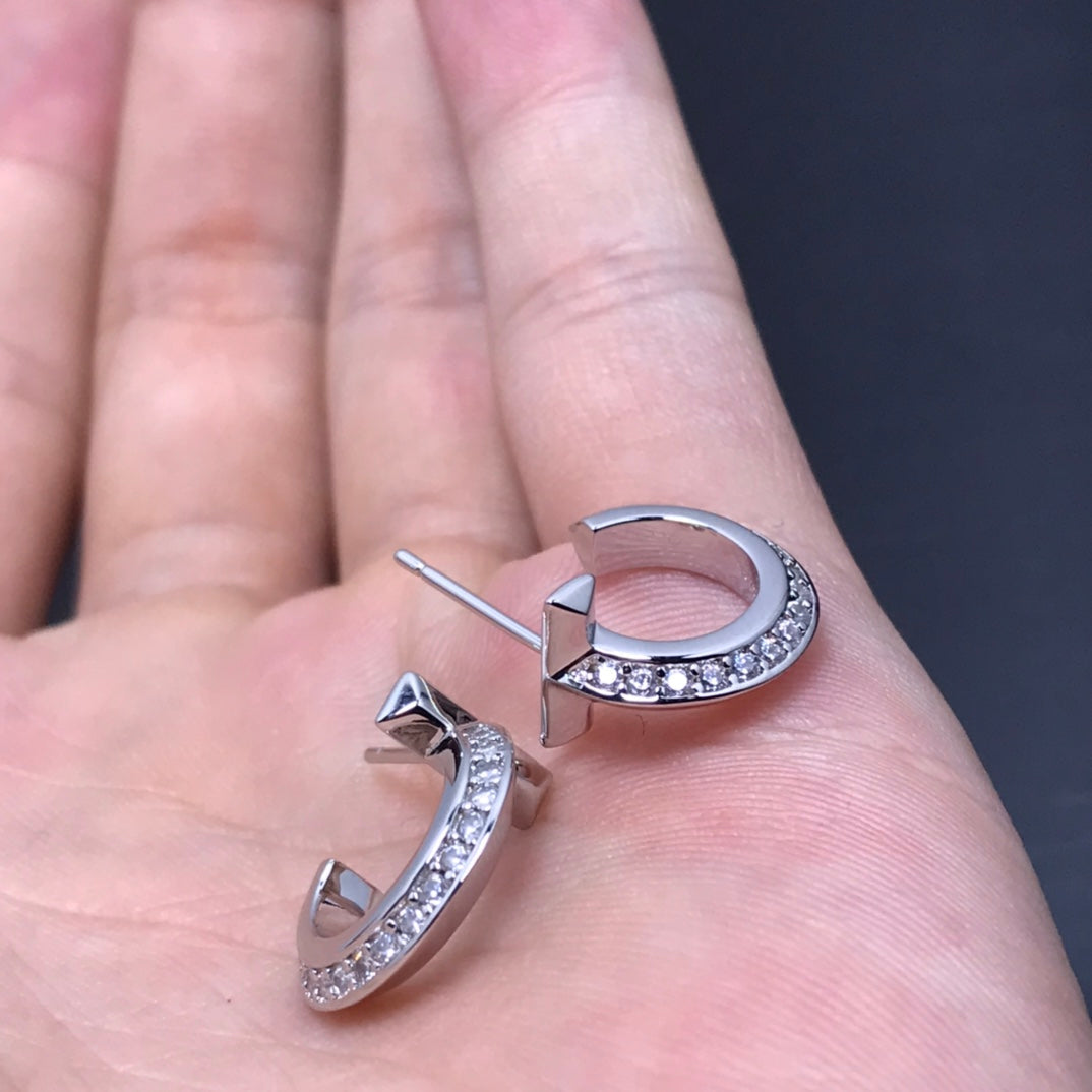 [Clover Jewelry]T HOOP DIAMOND EARRINGS