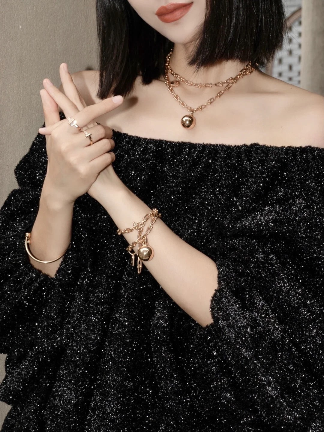 [Clover Jewelry]HARDWEAR WRAP PINK GOLD BRACELET