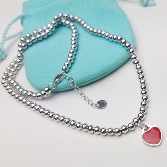 [Clover Jewelry]HEART PEDANT SILVER BALL CHAIN NECKLACE