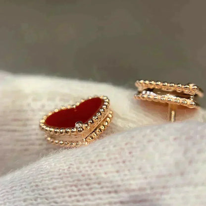 [⭐Clover Jewelry]HEART CARNELIAN STUD EARRINGS
